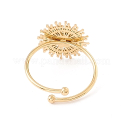 Natural Gemstone Sun Open Cuff Ring&nbsp;RJEW-B039-05G