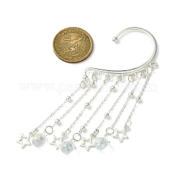 Brass Star & Glass Teardrop Tassel Earrings&nbsp;EJEW-JE05517
