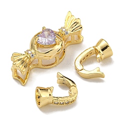 Brass Micro Pave Cubic Zirconia Fold Over Clasps&nbsp;KK-U037-41G-01