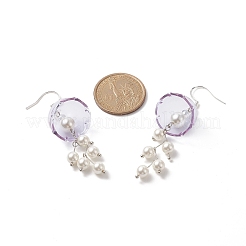 4 Pairs 4 Color Shell Pearl Flower Wind Chime Dangle Earrings&nbsp;EJEW-TA00210