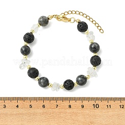 Natural Lava Rock & Larvikite & Quartz Crystal Beaded Bracelets for Women&nbsp;BJEW-JB13900