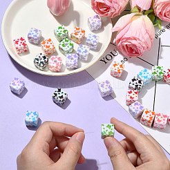 30Pcs UV Plating Acrylic Printed Beads&nbsp;MACR-CJ0002-10