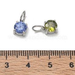 304 Stainless Steel Pave Cubic Zirconia Pendants&nbsp;CU-CBABCF3-04P