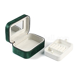 Italian Velvet Double Layers Jewelry Set Storage Zipper Boxes with Mirror Inside&nbsp;CON-G023-09D