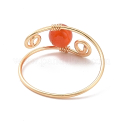 7Pcs Round Natural & Synthetic Mixed Stone Braided Bead Finger Rings&nbsp;RJEW-JR00531