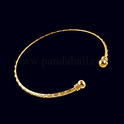 Perfect Design Real 18K Gold Plated Brass Torque Cuff Bangle&nbsp;BJEW-EE0001-05