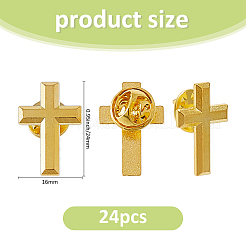 24Pcs 2 Colors Star/Cross Alloy Pin Brooches&nbsp;AJEW-FH0006-08
