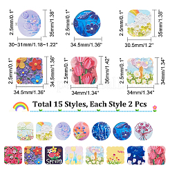 30Pcs 15 Style Acrylic Cabochons&nbsp;MACR-CA0001-35