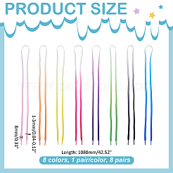 8 Pairs 8 Colors Gradient Polyester Shoelaces&nbsp;AJEW-ME0001-76