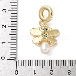 Brass Micro Pave Clear Cubic Zirconia European Dangle Charms&nbsp;KK-D502-02G