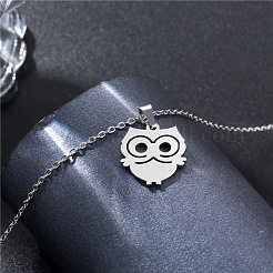 Owl Stainless Steel Pendant Necklaces&nbsp;PW-WG1B650-01