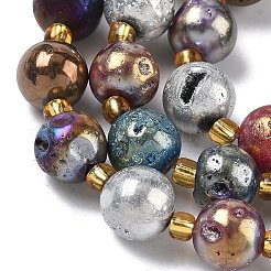 Electroplated Natural Druzy Geode Crystal Beads Strands&nbsp;G-G459-02J