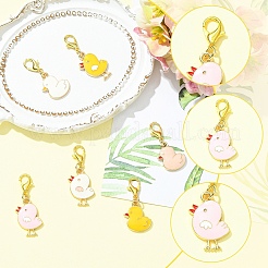 6Pcs Alloy Enamel Chick Pendant Decorations&nbsp;HJEW-YW00360