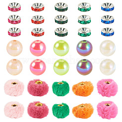 140Pcs 3 Styles Polyester Rabbit Hair with Alloy European Beads&nbsp;DIY-TA0015-26