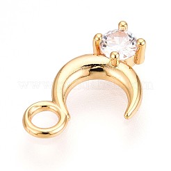 Brass Micro Pave Clear Cubic Zirconia Pendants&nbsp;KK-T075-50G