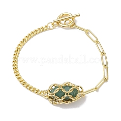 Double Terminal Pointed Mixed Gemstone Link Macrame Pouch Bracelets&nbsp;BJEW-JB10277