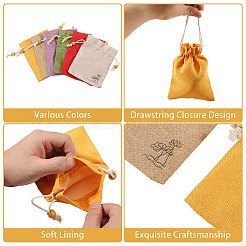 24Pcs 6 Colors Flower Printed Cloth Drawstring Bags&nbsp;ABAG-CA0001-22C
