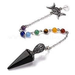 Natural & Synthetic Gemstone Pointed Hexagonal Cone Dowsing Pendulums&nbsp;G-Q184-03AS