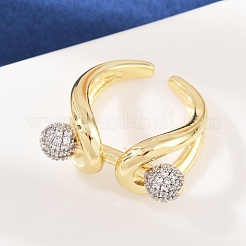 Brass Micro Pave Cubic Zirconia Adjustable Cuff Rings&nbsp;RJEW-C140-11G