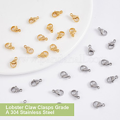 100Pcs 2 Colors 304 Stainless Steel Lobster Claw Clasps&nbsp;STAS-PH0006-10