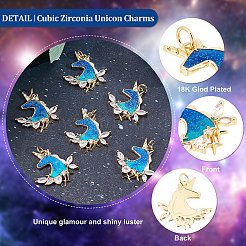 6Pcs Rack Plating Brass Micro Pave Cubic Zirconia Pendants&nbsp;KK-BBC0003-15