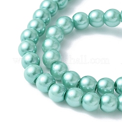 Baking Paint Pearlized Glass Pearl Round Bead Strands&nbsp;HY-XCP0001-24