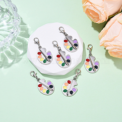 6Pcs Palette Alloy Enamel Pendants Decorations&nbsp;HJEW-YW00115