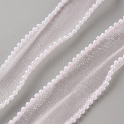 5 Yards Organza Ribbon with Plastic Pearl Beads&nbsp;OCOR-WH0091-58A