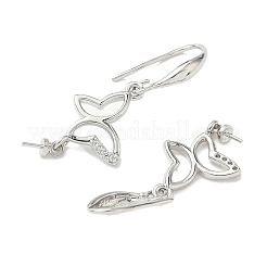 Butterfly Brass Micro Pave Clear Cubic Zirconia Earring Hooks&nbsp;KK-D386-17P