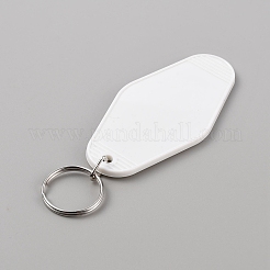 Plastic Blank Motel Keychain&nbsp;KEYC-WH0034-35G