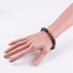 Natural Tiger Eye & Obsidian Beads Stretch Bracelets&nbsp;BJEW-JB02874