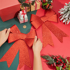 Christmas PVC Glitter Bowknot&nbsp;AJEW-SP0003-72B-01