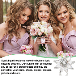 6Pcs 1-Hole Alloy Micro Pave Clear Cubic Zirconia Shank Buttons&nbsp;BUTT-FG0001-27