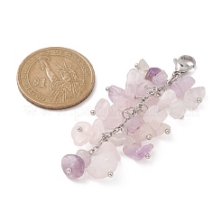 Natural Rose Quartz & Amethyst Chip Beaded Pendant Decorations&nbsp;HJEW-JM01234-01