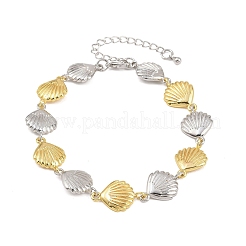 Shell Shape Brass Link Chain Bracelets for Women&nbsp;BJEW-K248-07C-GP