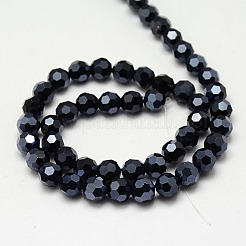 Full Plated Faceted(32 Facets) Round Electroplate Glass Strand Beads&nbsp;X-EGLA-J042-4mm-F01