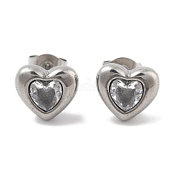 Ion Plating(IP) 304 Stainless Steel Heart Stud Earrings&nbsp;EJEW-C099-13PG-02