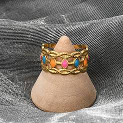 304 Stainless Stee Enamel Open Cuff Rings&nbsp;RJEW-Q006-02A-G
