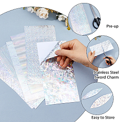 18Pcs 6 Styles Waterproof Holographic Adhesive Craft PVC Sheets&nbsp;DIY-FH0010-81