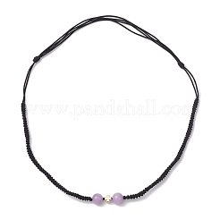 Adjustable Natural Dyed Yellow Jade & Brass Pendant Necklaces&nbsp;NJEW-JN04944