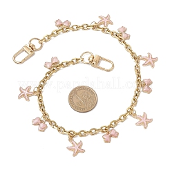 Alloy Enamel Pink Bowknot Tassel 304 Stainless Steel Cable Chain Bag Decorative Chains&nbsp;AJEW-BA00171-02