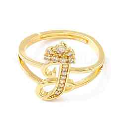 Clear Cubic Zirconia Initial Letter with Crown Adjustable Ring&nbsp;RJEW-M139-17J