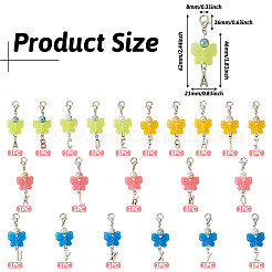 Butterfly Luminous Acrylic & Letter A~Z Tibetan Style Alloy Pendant Decorations&nbsp;HJEW-TAC0020