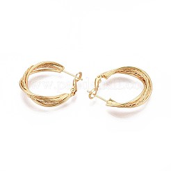 Twist Brass Hoop Earrings&nbsp;EJEW-T047-99G