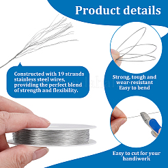 Tiger Tail Wire 304 Stainless Steel Beading Wire&nbsp;TWIR-WH0002-24A