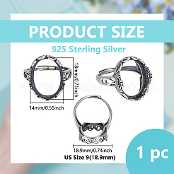 Adjustable 925 Sterling Silver Finger Ring Components&nbsp;STER-BC0003-57