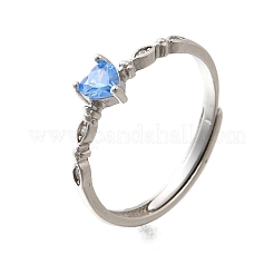 Rhodium Plated 925 Sterling Silver Cubic Zirconia Adjustable Rings&nbsp;RJEW-D300-05P-03