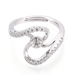 Brass Micro Pave Clear Cubic Zirconia Adjustable Ring Settings&nbsp;KK-T076-62P