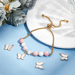 4Pcs Brass Pave Freshwater Shell Butterfly Charms&nbsp;KK-BBC0016-61