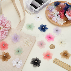40Pcs 10 Styles Flower Pleated Polyester Rhinestone Ornament Accessories&nbsp;DIY-FG0008-37